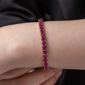 925 Ayar Gümüş Pembe Taşlı Su Yolu Kadın Bileklik - 4