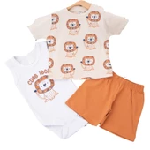 NAZAR ASLAN BASKILI SUPREM ÜÇLÜ ERKEK BEBEK TAKIM - 2