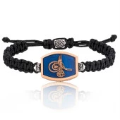 925 Ayar Gümüş Tuğralı Makrome Erkek Bileklik - 1