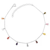 925 Ayar Gümüş Renkli Damla Kadın Halhal - 1