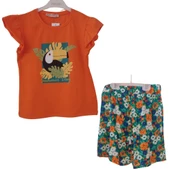 PANDAX ÇİÇEKLİ VİSKON ŞORT ETEKLİ KIZ ÇOCUK TAKIM thumbnail 1