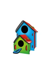 MAKET BOYANABİLİR KUŞ EVİ BOYAMA MAKETİ NATUREL AHŞAP BOYAMA BIRD HOUSE 6 RENK AKRİLİK BOYA FIRÇA thumbnail 2