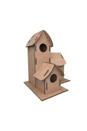 MAKET BOYANABİLİR KUŞ EVİ BOYAMA MAKETİ NATUREL AHŞAP BOYAMA BIRD HOUSE 6 RENK AKRİLİK BOYA FIRÇA thumbnail 3