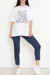 Baskılı Oversize Tişört Beyaz - 16504.1567. - 6
