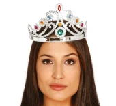 Gümüş Renk Plastik Prenses Tacı Kraliçe Tacı 60 cm thumbnail 1