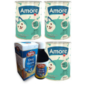 Amore Kuzu Etli Pate Yavru Köpek 3-Konservesi, Terry Dog Brew Premiks D-Biotin Taurin 200ml Malt İçeceği - 1