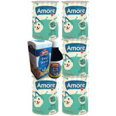 Amore Kuzu Etli Pate Yavru Köpek 5-Konservesi, Terry Dog Brew Premiks D-Biotin Taurin 200ml Malt İçeceği - 1