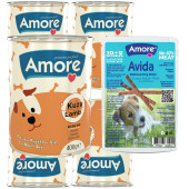 Amore Kuzu Parça Etli Köpek Konservesi 5li, Avida Lamb Sticks Ödül Çubukları 12li - 1