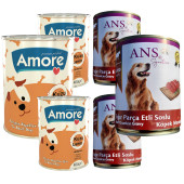 Amore Dog Lamb Kuzu Ve Sığır Parça Etli Yetişkin Köpek Konservesi 3 + 3 Adet - 1