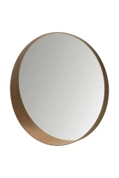 Stockholm Ayna, Ceviz Kaplama Yuvarlak Ayna Modern Şekilli thumbnail 1