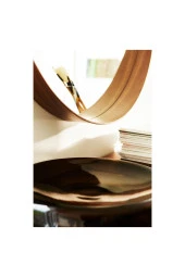 Stockholm Ayna, Ceviz Kaplama Yuvarlak Ayna Modern Şekilli thumbnail 2