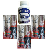 Amore Köpek Brewers Çinko Biyotin Tableti 72li Tüy Dökümü, Sığır Etli Köpek Ödül Sticks 3 adet 3lü - 1