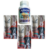 Amore Köpek Protein Vitamin Tablet 72li Kas Desteği, Sığır Etli Köpek Ödül Sticks 3 adet 3lü - 1