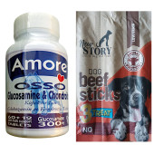 Amore Osso Köpek Glikosamine 72li Extra Tablet, Sığır Etli Köpek Ödül Large Sticks 3lü - 1