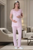 Mecit 6002 Bayan Hamile Lohusa Pembe Sabahlıklı Pijama Takımı thumbnail 2