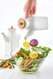 2 Adet Kare Beyaz Lüks Yağdanlık, 1 Litre Yağlık, Sirkelik, Sosluk Seti Takımı - 1