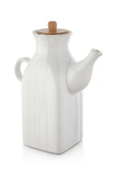 2 Adet Kare Beyaz Lüks Yağdanlık, 1 Litre Yağlık, Sirkelik, Sosluk Seti Takımı - 2