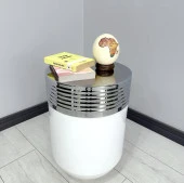 ELEGANT Dekoratif Krom Darbuka Parlak Beyaz Sehpa 60cm thumbnail 1