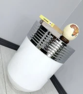 ELEGANT Dekoratif Krom Darbuka Parlak Beyaz Sehpa 60cm thumbnail 2