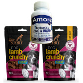 Amore Köpek Çinko Biyotin Tableti 72li Tüy Dökümü, New Story Lamb Crunchy 2x80gr Ödül Maması - 1