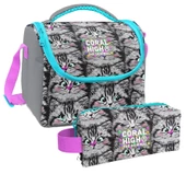 Coral High Gri Kedi Desenli Kız Çocuk Isı Yalıtımlı Beslenme Çantası ve Kalemlik Seti thumbnail 1