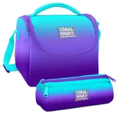 Coral High Turkuaz Mor Renk Geçişli Desenli Erkek Çocuk Isı Yalıtımlı Beslenme Çantası ve Kalemlik Seti thumbnail 1