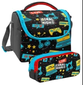Coral High Siyah Mavi Gamer Desenli Erkek Çocuk Isı Yalıtımlı Beslenme Çantası ve Kalemlik Seti thumbnail 1