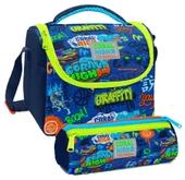 Coral High Saks Grafiti Desenli Erkek Çocuk Isı Yalıtımlı Beslenme Çantası ve Kalemlik Seti thumbnail 1