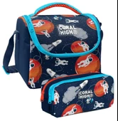 Coral High Lacivert Mavi Astronot Desenli Erkek Çocuk Isı Yalıtımlı Beslenme Çantası ve Kalemlik Seti thumbnail 1