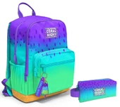 Coral High Dört Bölmeli Ortaokul Sırt Çantası ve Kalemlik Seti - Mor Lila Renk Geçişli - Kız Çocuk thumbnail 1