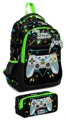 Coral High İlkokul Sırt Çantası ve Kalemlik Seti - Erkek Çocuk - Siyah Fosforlu Yeşil Gamer thumbnail 1
