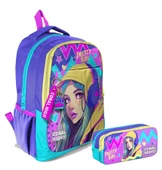 Coral High Kız Çocuk Lavanta Turkuaz Kulaklıklı Kız İlkokul ve Ortaokul Sırt Çantası ve Kalemlik Seti thumbnail 1