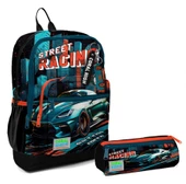 Coral High İlkokul Sırt Çantası ve Kalemlik Seti - Siyah Nefti Yarış Arabası - Erkek Çocuk thumbnail 1