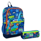 Coral High İlkokul Sırt Çantası ve Kalemlik Seti - Saks Grafiti - Erkek Çocuk thumbnail 1