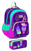 Coral High İlkokul Sırt Çantası ve Kalemlik Seti - Kız Çocuk - Mor Pembe Dondurma thumbnail 1