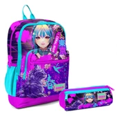 Coral High İlkokul Sırt Çantası ve Kalemlik Seti - Mor Pembe Anime Kedi - Kız Çocuk thumbnail 1
