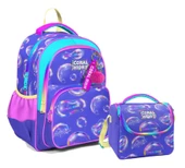 Coral High Üç Gözlü İlkokul Çantası ve Beslenme Çantası - Lavanta Pembe Baloncuk Desenli - Kız Çocuk thumbnail 1