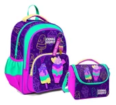 Coral High Üç Gözlü İlkokul Çantası ve Beslenme Çantası - Mor Pembe Dondurma Desenli - Kız Çocuk - 1