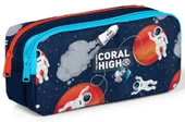 Coral High Erkek Çocuk Üç Gözlü İlkokul Çanta Seti - Lacivert Mavi Astronot Desenli thumbnail 4