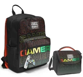 Coral High Dört Bölmeli Ortaokul Çantası ve Beslenme Çantası Seti - Siyah Gri Gamer - Erkek Çocuk - 1