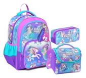 Coral High Kız Çocuk Üç Gözlü İlkokul Çanta Seti - Mor Pembe Unicorn Desenli thumbnail 1