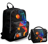 Coral High Dört Bölmeli Ortaokul Çantası ve Beslenme Çantası Seti - Gri Basketbol - Erkek Çocuk thumbnail 1