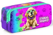 Coral High Kız Çocuk Üç Gözlü İlkokul Çanta Seti - Mor Pembe Köpek Desenli thumbnail 4