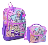 Coral High Dört Bölmeli Kız Çocuk Okul Sırt Çantası ve Beslenme Seti - Pembe Mor Fashion Girl thumbnail 1