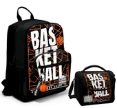 Coral High Dört Bölmeli Ortaokul Çantası ve Beslenme Çantası Seti - Siyah Basketbol - Erkek Çocuk thumbnail 1