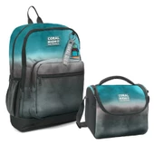 Coral High Dört Bölmeli Erkek Çocuk Okul Sırt Çantası ve Beslenme Seti - Turkuaz Gri Batik thumbnail 1