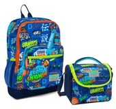 Coral High Dört Bölmeli Erkek Çocuk Okul Sırt Çantası ve Beslenme Seti - Saks Grafiti thumbnail 1