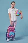 Coral High Dört Bölmeli Pembe Mor Voleybol Desenli İlkokul Sırt Çantası - Kız Çocuk thumbnail 3