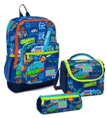 Coral High Erkek Çocuk Üçlü İlkokul Okul Çanta Seti - Saks Grafiti thumbnail 1