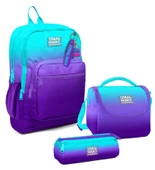 Coral High Erkek Çocuk Üçlü İlkokul Okul Çanta Seti - Turkuaz Mor Renk Geçişli thumbnail 1